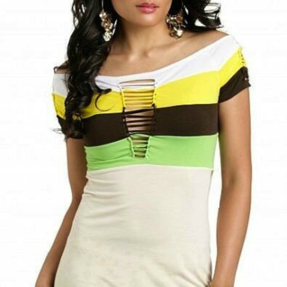 NWT ROCAWEAR  Y2K Colorblock Multicolor Rasta Slash Jersey Shirt Top 2X  PLUS - Picture 3 of 15